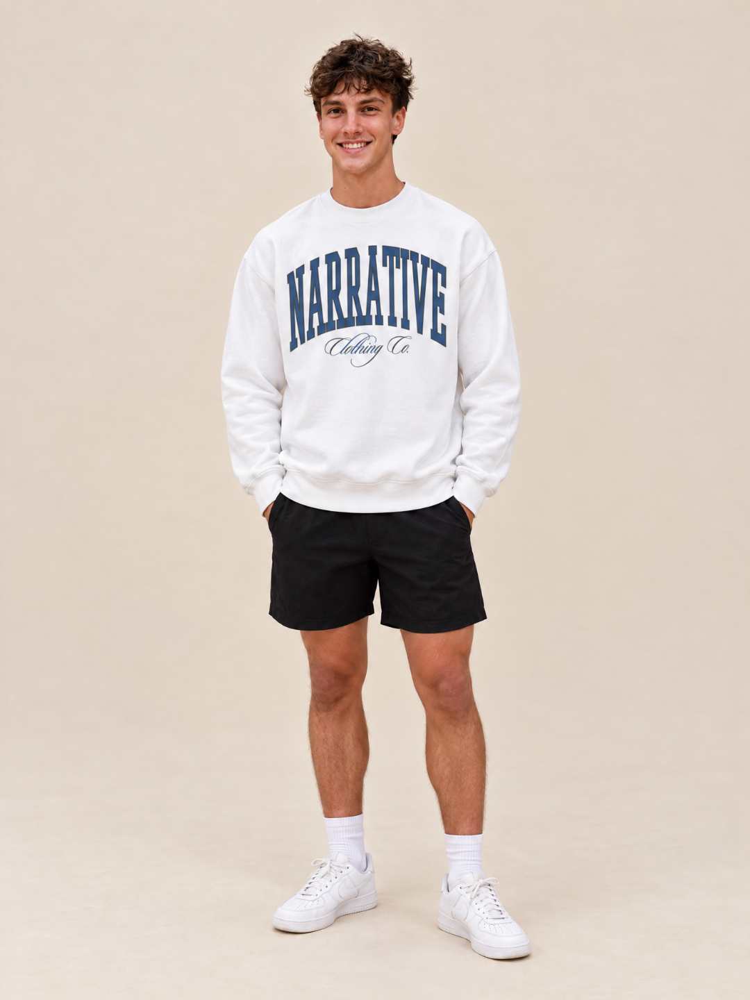 COLLEGE CREWNECK WHITE