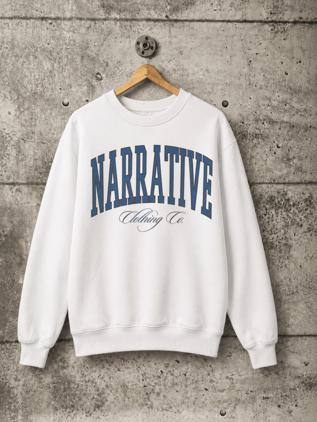 COLLEGE CREWNECK WHITE - NARRATIVE