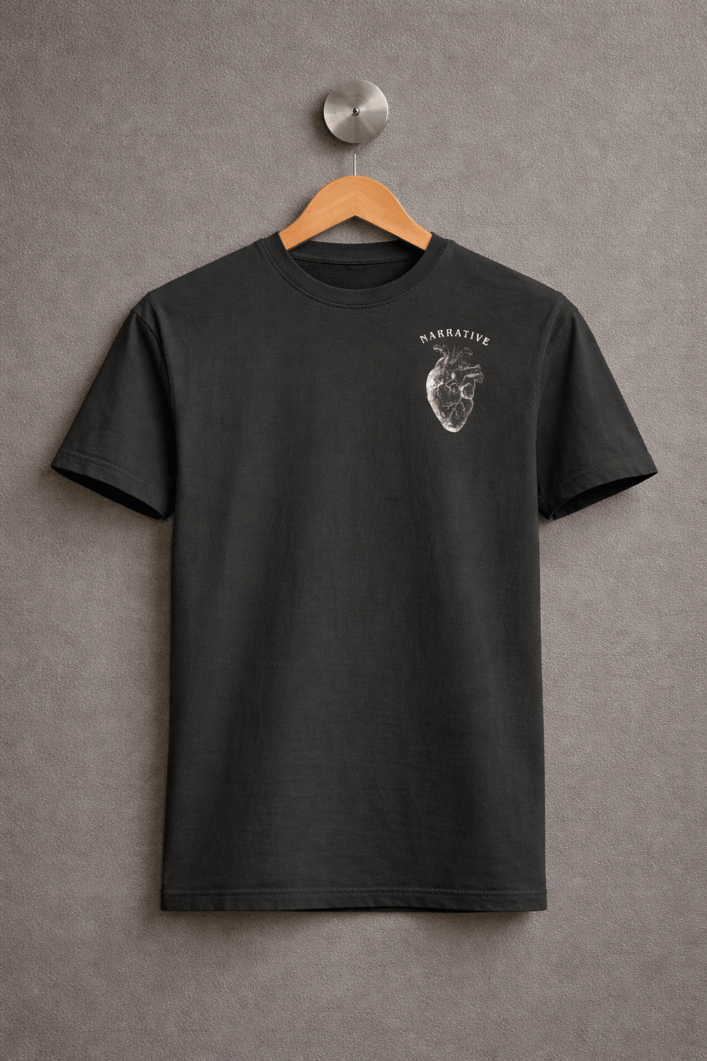 CHARCOAL GREY HEART FIRST T - SHIRT - NARRATIVE